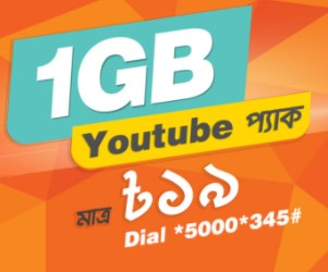 Banglalink YouTube Pack 1GB 19 TK Internet Offer