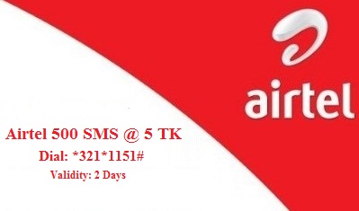 Airtel 500 SMS 5 TK Offer