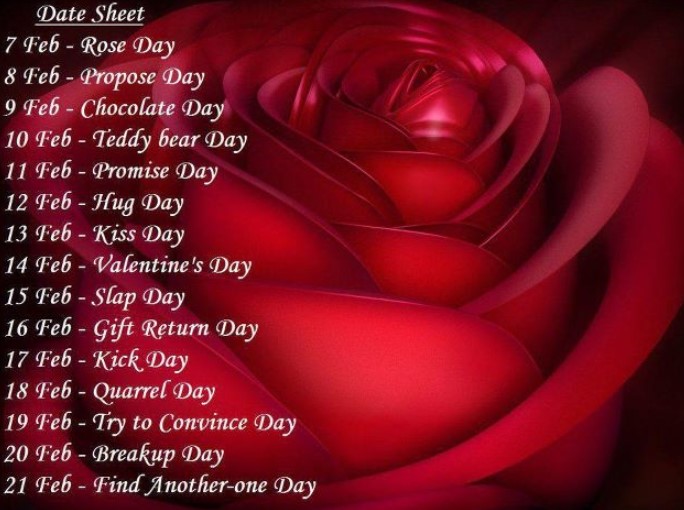 Happy Valentine’s Week List, Date Sheet, Timetable, Schedule
