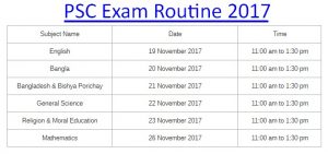 PSC Exam Routine 2017 PDF File & HD Picture Download