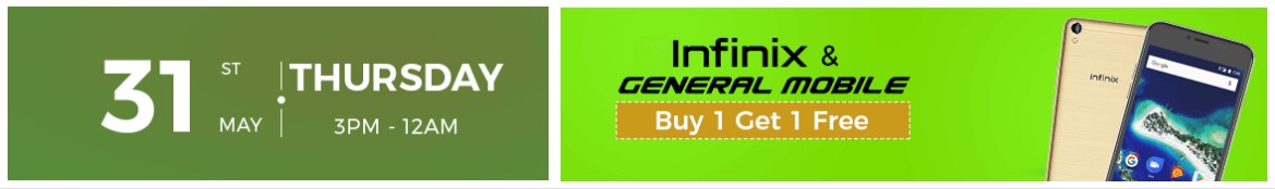 Daraz Infinix & General Mobiles Flash Sale – Buy 1 Get 1 Free