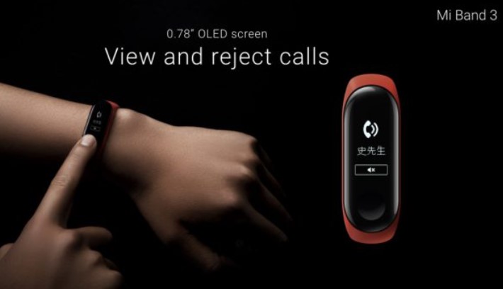 Xiaomi Mi Band 3 has OLED 0.78 inch Touch Screen