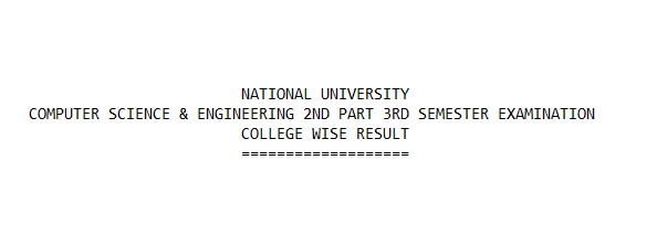 NU B.Sc Honours in CSE 2nd Part 3rd Semester Result