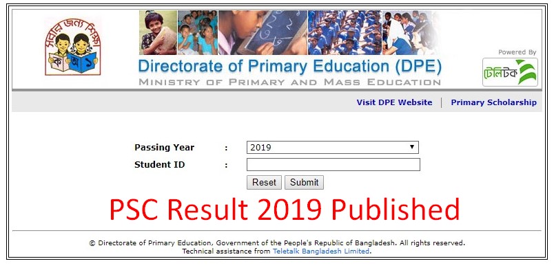 PSC Result 2019 Published