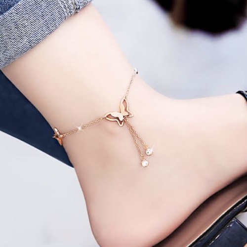 pure silver modern silver anklets with stones